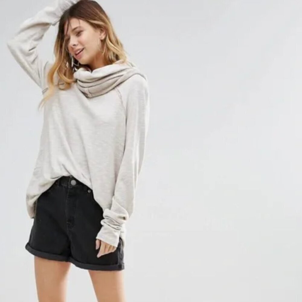 Free People Beach Cocoon Cowl Neck Sweater Women's XS/S Oatmeal Pullover Comfort